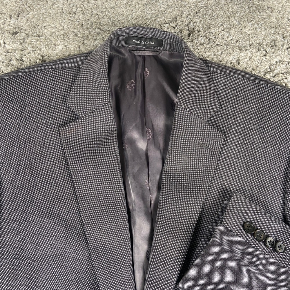 Lauren Ralph Lauren Blazer Mens 44L Grey Wool Natural Stretch 2 Button Jacket